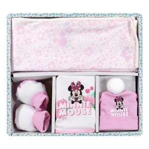 Disney - Set regalo WR 2002/2003 Set regalo 4 pezzi composto da bavaglino, copertina, cappellino e scarpine per i primi giorni, Dedicato a Topolino e a Minnie. Ideale per regalo. 