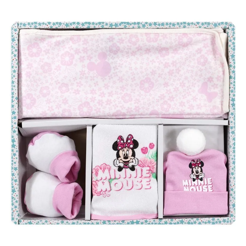 Disney - Set regalo WR 2002/2003 Set regalo 4 pezzi composto da bavaglino, copertina, cappellino e scarpine per i primi giorni, Dedicato a Topolino e a Minnie. Ideale per regalo.