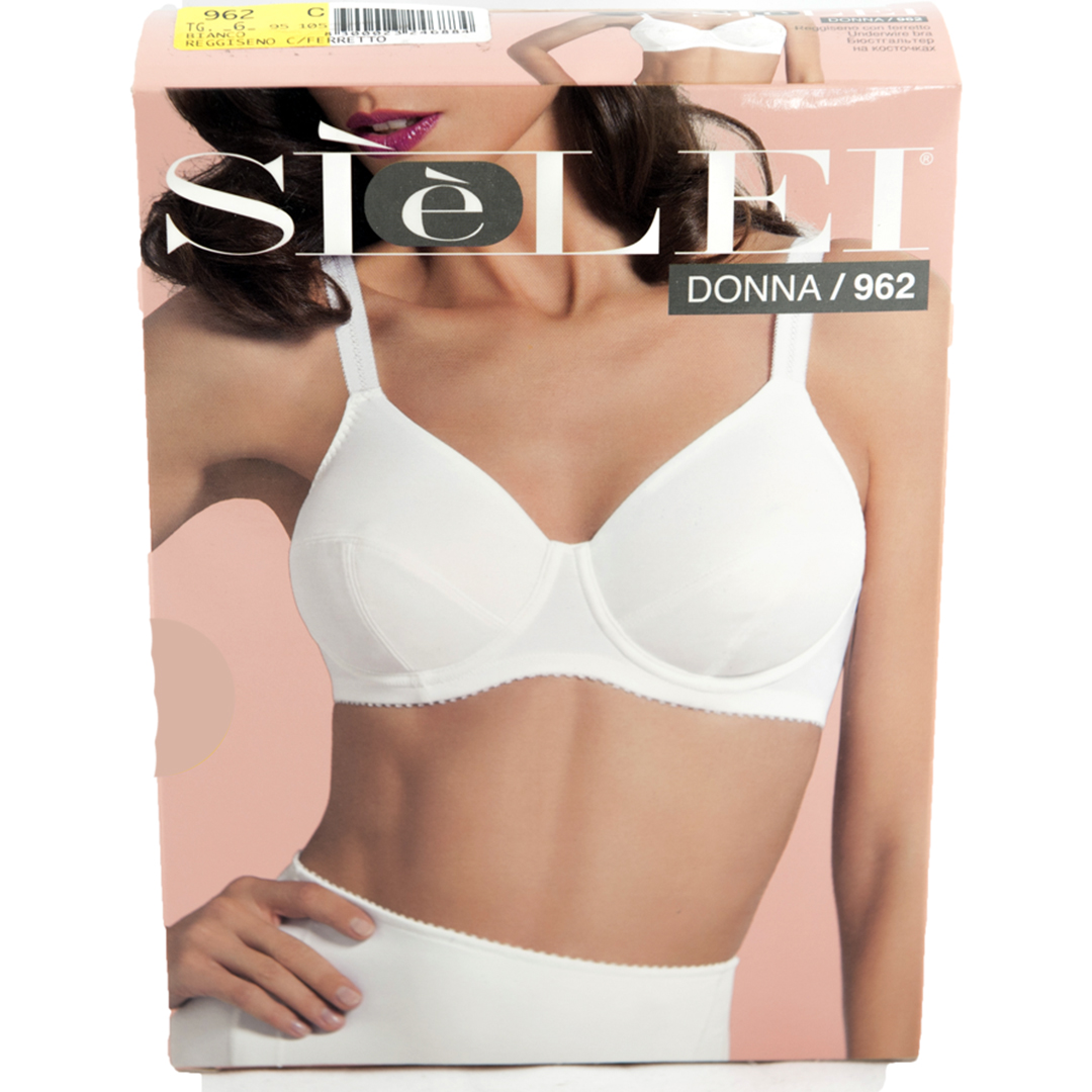 962 Reggiseno Sielei: coppe differenziate C e D, ferretto sfoderato, ali avvolgenti, comfort e stile senza tempo. Scopri la perfezione del reggiseno 962 Sielei.