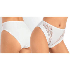 788 Slip Jadea: slip midi a vita alta in cotone modal elasticizzato con dettagli in pizzo. Comfort, stile e sostegno per ogni giorno.