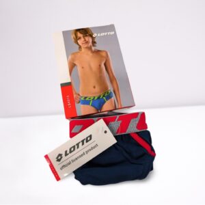 Slip Lotto LS4215 - 6 pezzi: slip junior in cotone elasticizzato con elastico in vita e logo Lotto. Colori assortiti, comfort e vestibilitร perfetta. Taglie dai 3/4 ai 15/16 anni.